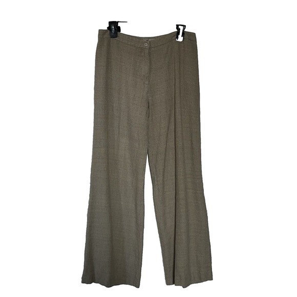 Blunauta Pants - 100% Silk Dress Pants Women's Beige Sz 8 Straight Leg Trousers Elegant Work